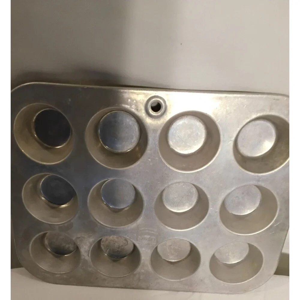 Vintage Mirro Mini Muffin Tin Pan  Aluminum  Tart Cupcake 12 Holes 2 1/2